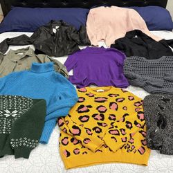 LOT 10 PIECES WOMENS SWEATERS AND JACKETS  MIXED SIZES SMALL MEDIUM LARGE J Crew French Connection