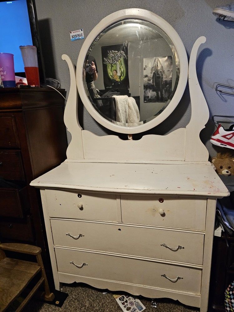 Very Old Solid Wood Antique Vanity