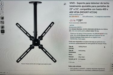 Ceiling TV Mount / Soporte Para TV De Techo