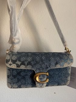 Denim crystal tabby 26 with gold hardware