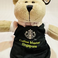 Starbucks Destination Bear - Singapore Black Apron Coffee Master  With Tag 10”