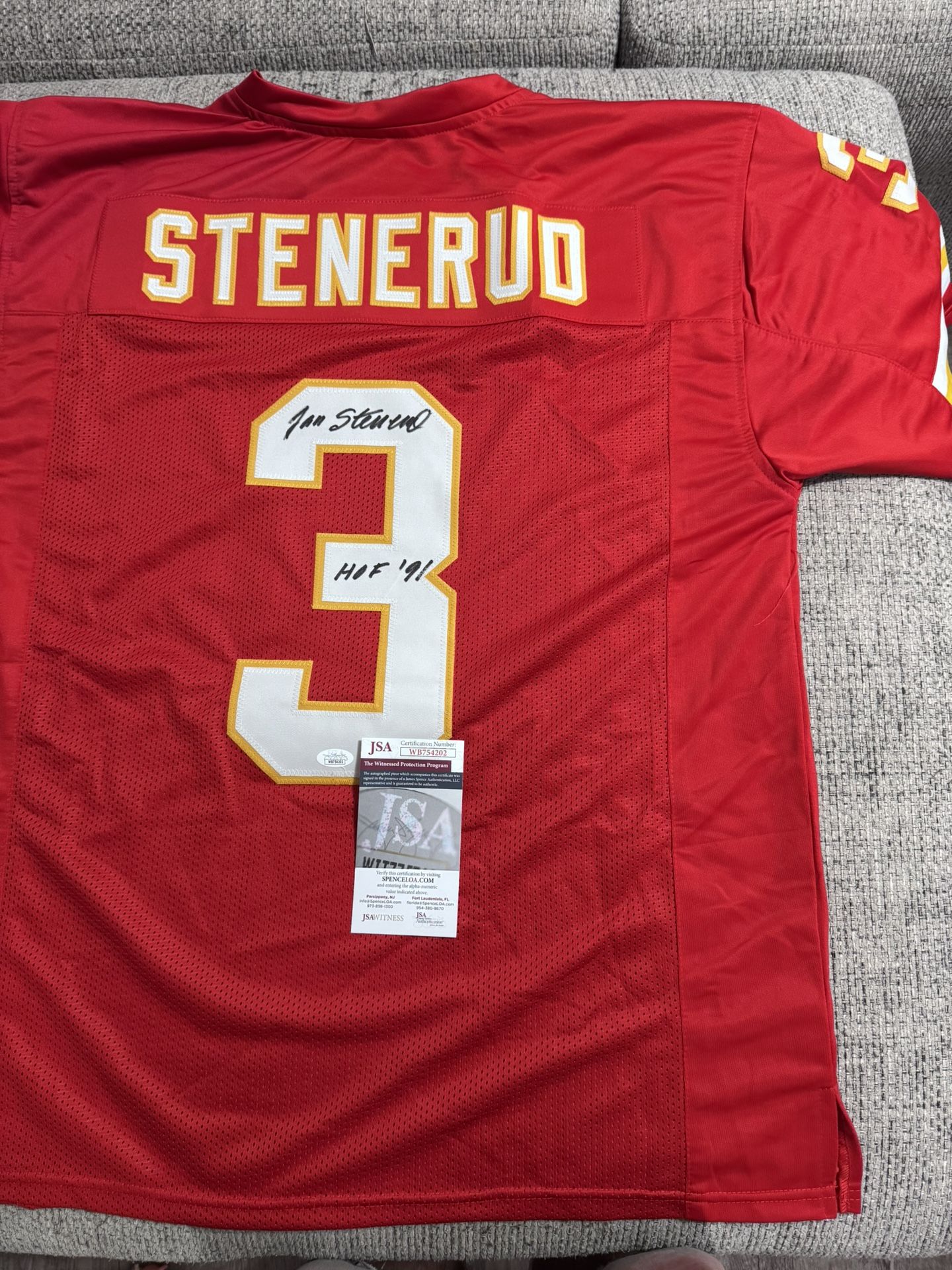 Jan Stenerud Signed Autograph Custom Jersey - JSA COA- Kansas City Chiefs