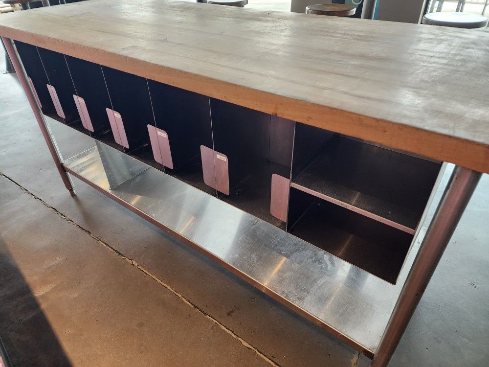 Fabricated Steel Work Table Wood Top