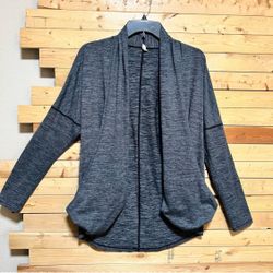 Lucy Women’s Gray Black long Sleeve Athletic Cardigan Sweater Petite size S/P