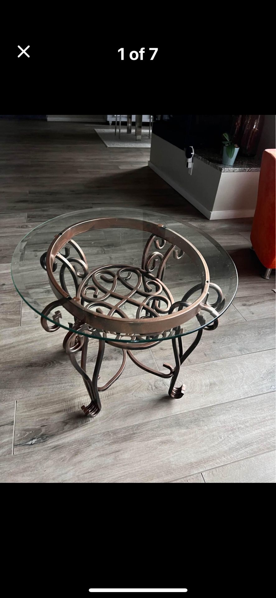 Bronze wrought iron Small oval coffee table