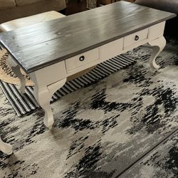 Grey And White End Table 