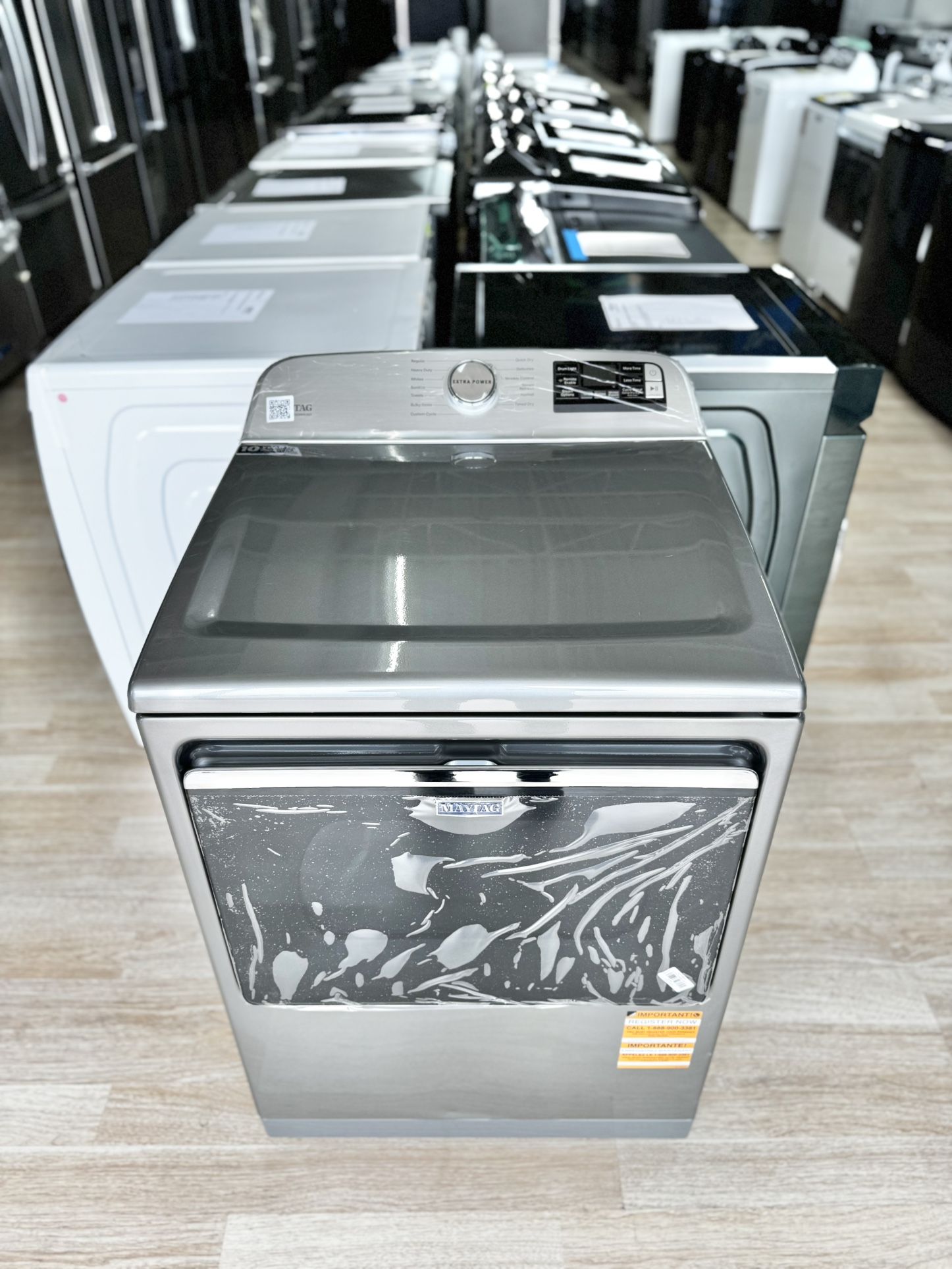 New Maytag - 7.4 Cu. Ft. Smart Electric Dryer with Steam and Extra Power Button - Metallic Slate Model: MED7230HC