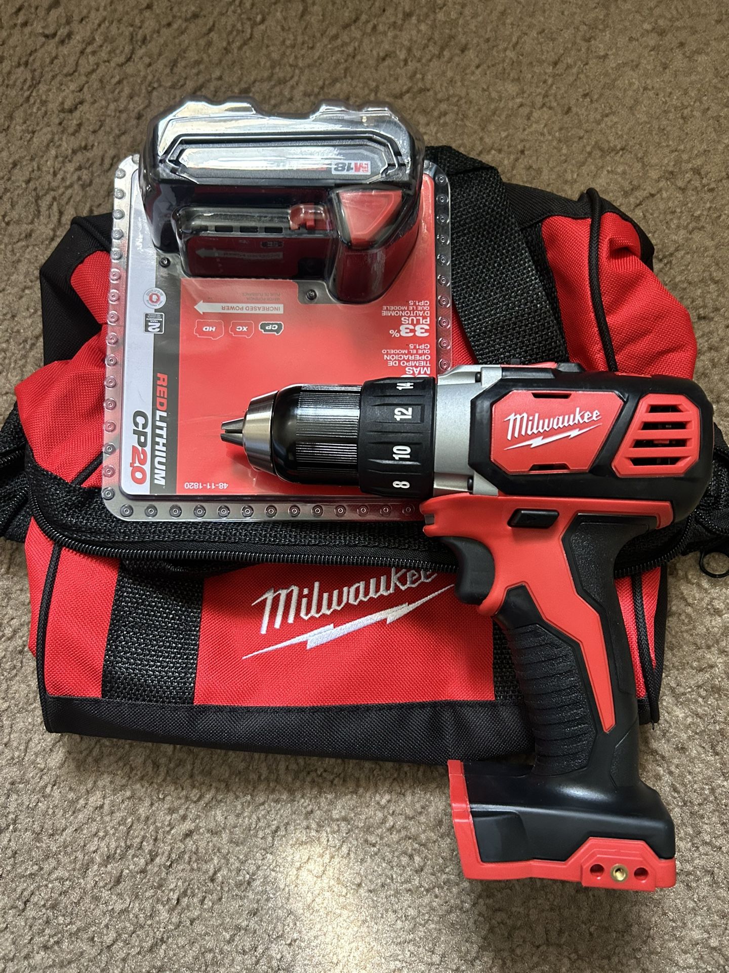 Milwaukee 2606-20 M18 Compact Drill Driver , Battery & Case New 