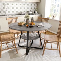 Round Dining Table with Lower Shelf