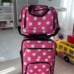 Pink Polka Dots Luggage 20”