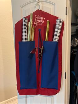 VTG 39X22”Wrap Pack Hanging Wrap Organizer(2 roll-6 ribbon & 8 assorted pockets)