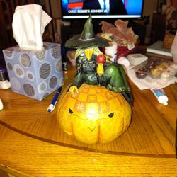 Jim Shore Hardwood Creek Sweet And Sour Two-sided Pumpkin Witch
