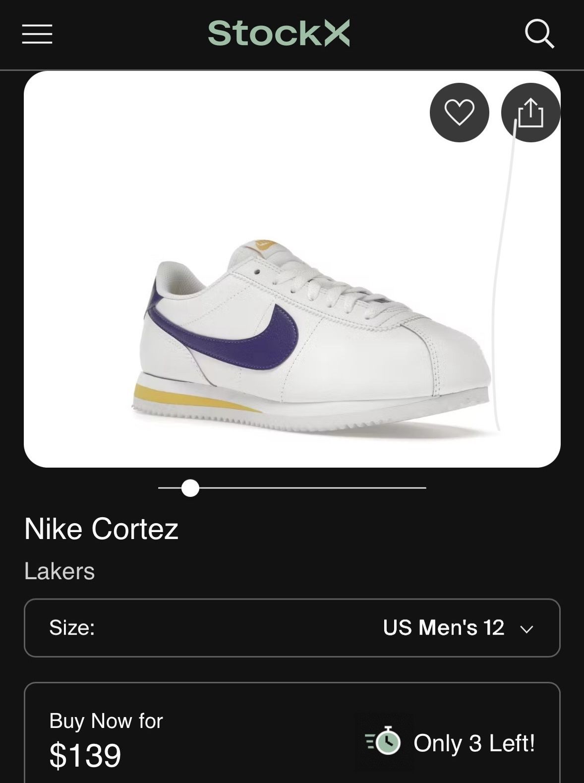 Nike Cortez Lakers Size 12