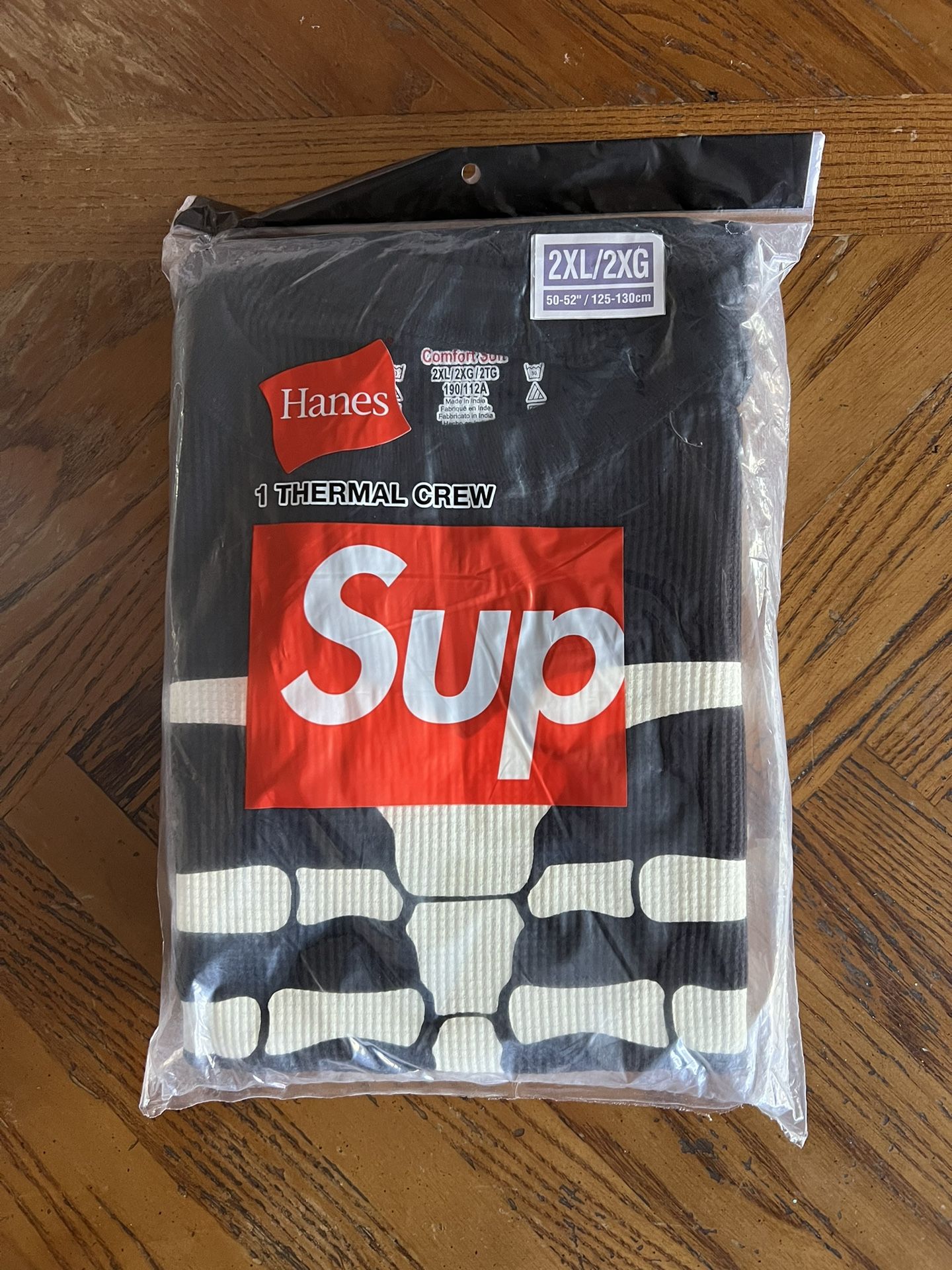 Supreme Hanes Bones Thermal Crew FW25 (1 Pack) Black Size XXL