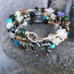 Mix Gemstone Wrap Bracelet 4 Wraps