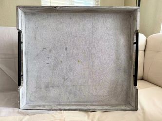 Large Gray Wood Tray with Handles