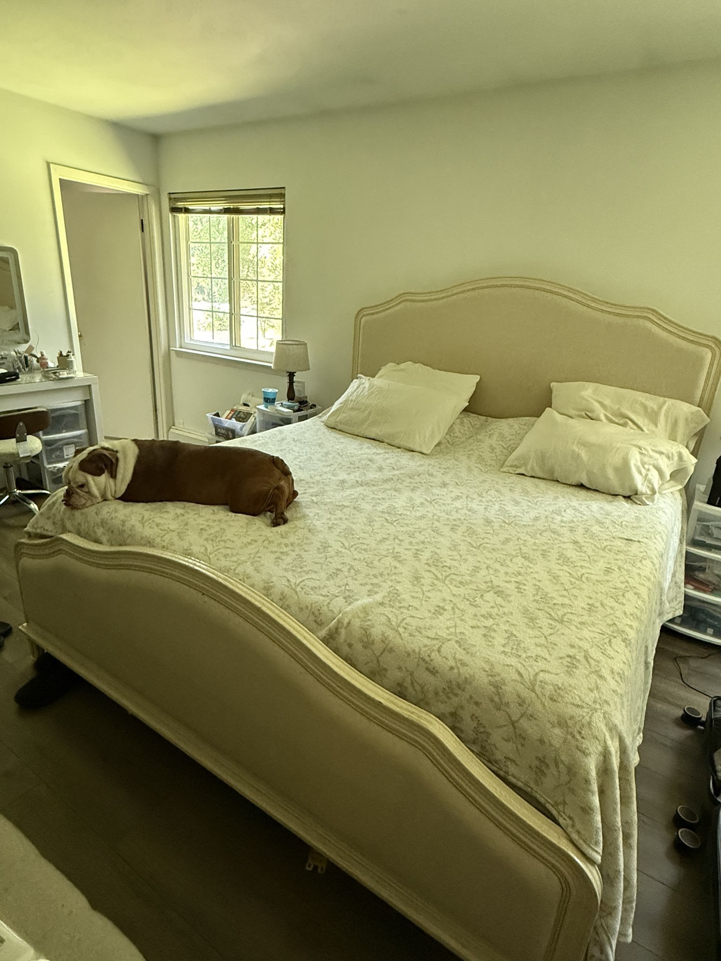 Solid wood king size bed frame (mattress not included)