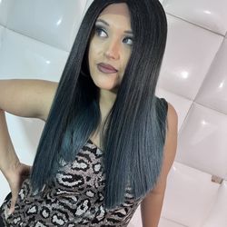 synthetic lace front wig-green color hair wig-$45 Local Delivery For A Fee-new-peluca Verde nueva 