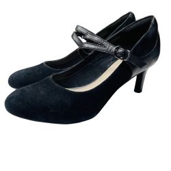 Clarks Collection Dancer Reece Black Combi Combine Noir Heels Size 8.5M