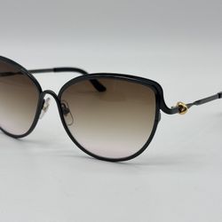 CARTIER BLACK PVD TRINITY CAT EYE LADIES SUNGLASSES NEW 100% AUTHENTIC RP $1425