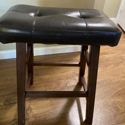 Nice Wood Leather Chair Stool