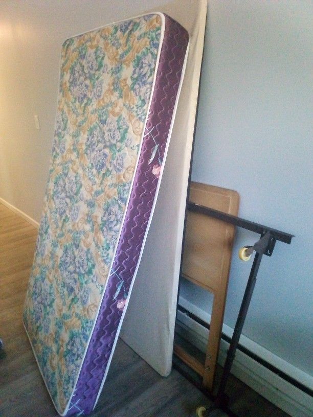 Twin Bed, Frame, Mattress, Box Spring, Headboard