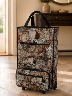 Like NEW Vintage Cat Tapestry Rolling Tote Bag with Wheels