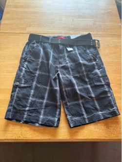 New Guess Ross plaid cargo Shorts black Men’s 33