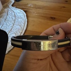 8 Inch Stainless Steel And Black Silica Bracelet