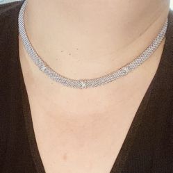 Beautiful Silver and Diamond Necklace and Earrings similar to famous LAGOS