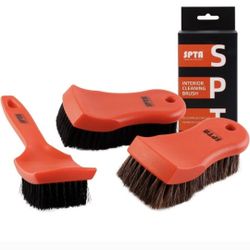 3Pcs Car Detailing Brush Kit, Leather & Textile Car Interior Brush, Comfortable Grip and Scratch-Free Cleaning for Car Dashboard, Car Wheels, Car Seat