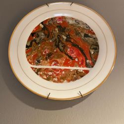 Abstractive Oil Painting On Porcelain Plate (d)