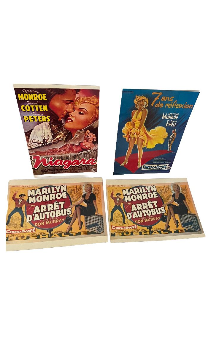 Marilyn Monroe FRENCH movie posters 4 POSTCARD size LOT made in France Vintage