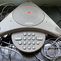 Poly com speaker phone with two microphone extensions