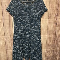 Talbots size 12 Tweed Dress Women’s Sweater Knit blue Marled Fit Flare A Line