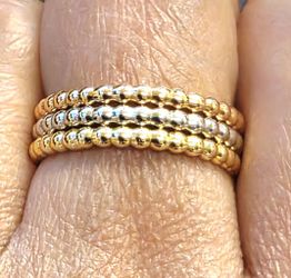 💕 18k Tricolor Gold Bubble Ring- Size 7