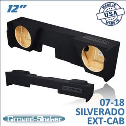 Black 12" Dual Sealed Sub Box, Fits 07-18 Chevy Silverado Extended Cab