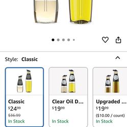Oil and Vinegar Dispenser Set - New & Improved Dripless Oil Dispenser for Kitchen with Built-In Measuring Cup - Dishwasher Safe Olive Oil Dispenser Bo