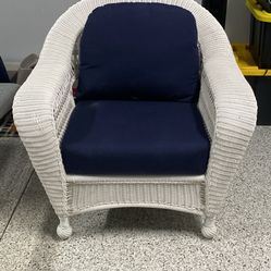 Wicker club chair with ottoman