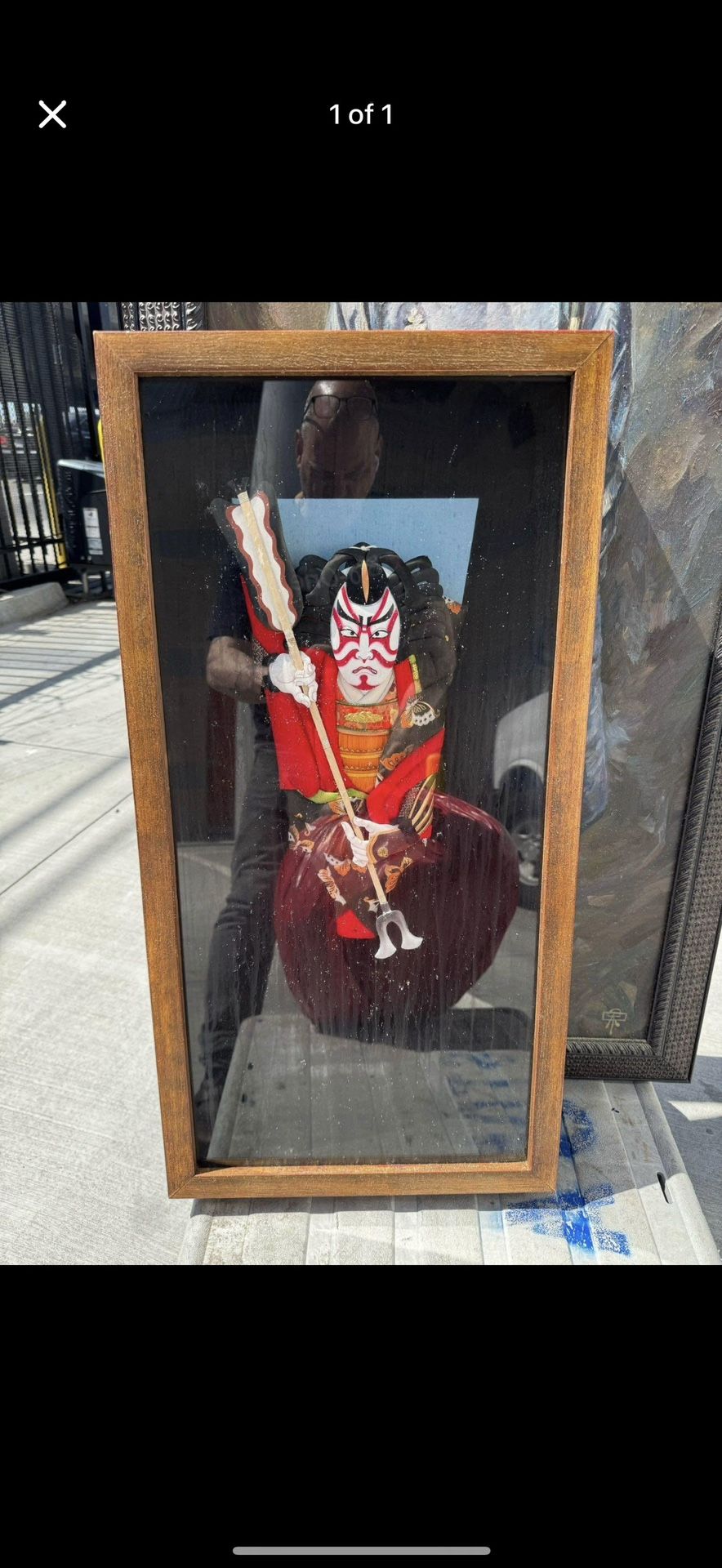 Vintage Japanese Samurai Warrior 3D Relief Art – Shadow Box Frame