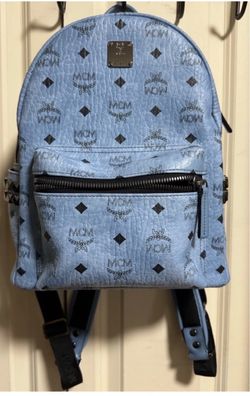 MCM Visetos Stark Backpack Light Blue