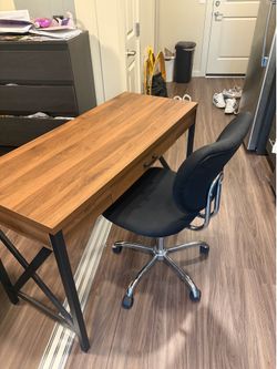Desk + Rolling Office Chair