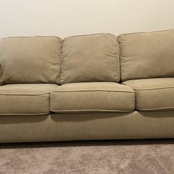 Beige Sleeper Sofa with Pull-Out Mattress