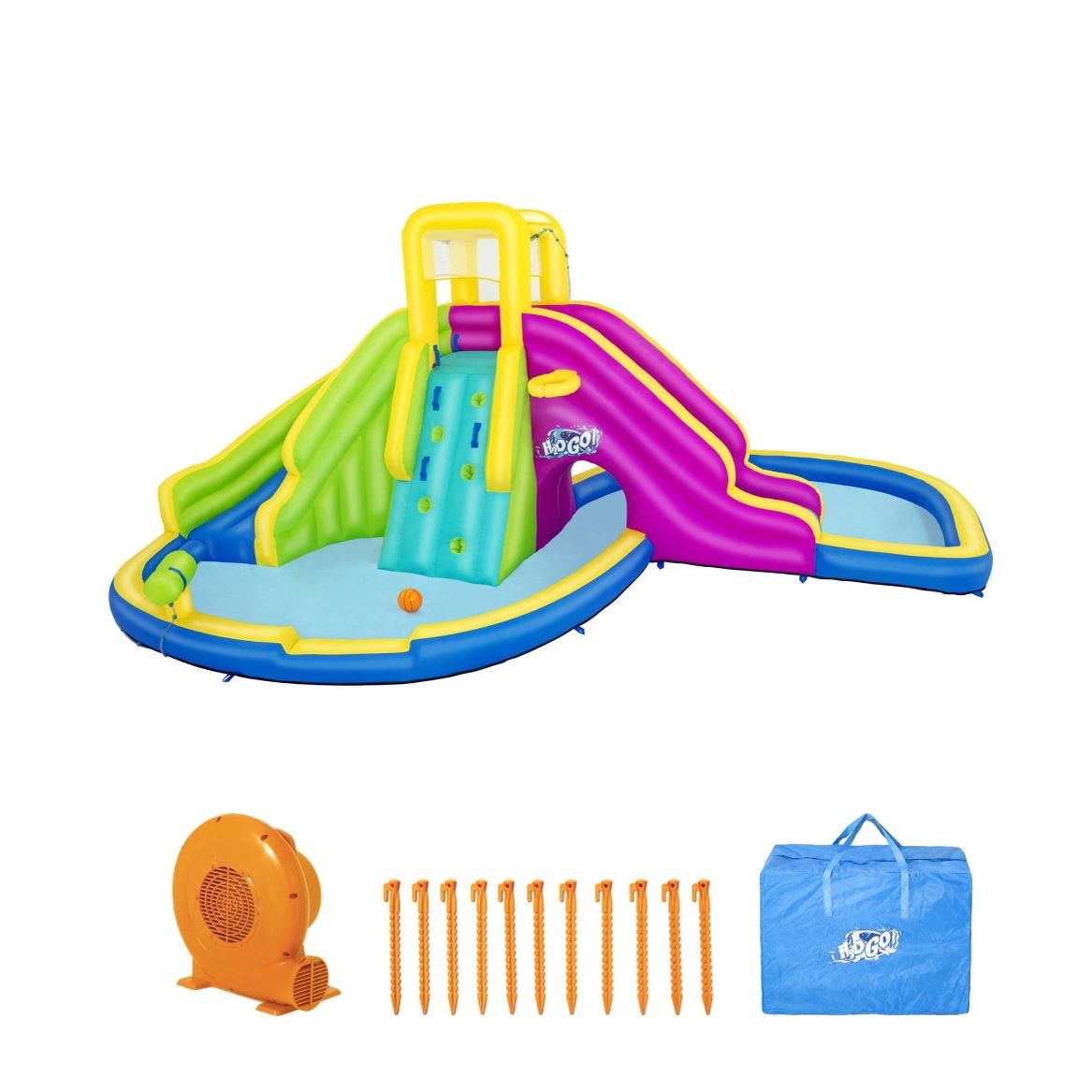 H2OGO! Funfinity Splash Kids Inflatable Mega Water Park with Blower- Mega parque acuático inflable