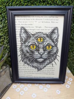 Halloween cat picture 8 1/2 x 6 1/2 brand new