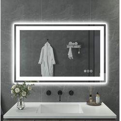 40"x 24" LED Bathroom Mirror with Lights, Anti-Fog, Double Lighting Sources Dimmable, Backlit + Front Lit, Lighted Bathroom Vanity Mirror with 3 Color