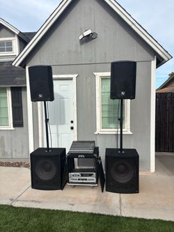 High-End Sound System — JBL Subs, EV Speakers, Crown & QSC Amps, Mackie Mixer