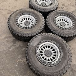 New Rims 17x9 6 Lugs For Any For F 150 Used Tires 285/70r17 Bfgoodrich Ko2 75% Life
