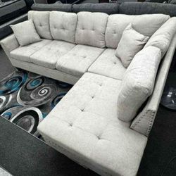 Mushroom Color Velvet Like Sectional Sofa Couch (4 Color Options) 