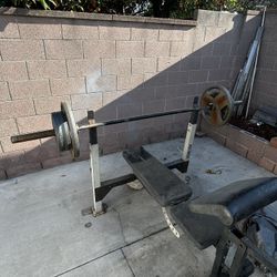 Weights+Bench Press W/ Preacher Curl & Leg Extension 